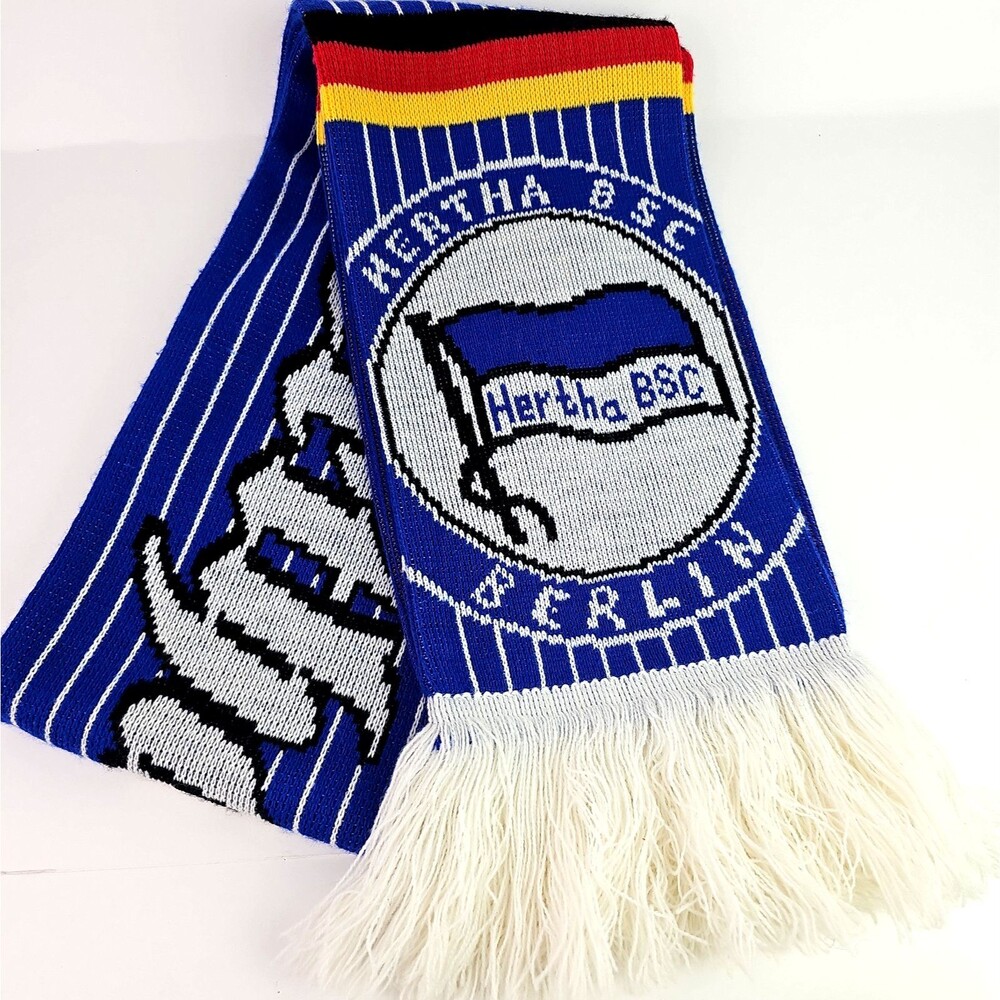 Vintage Hertha Bsc Berlin Football Soccer Scarf 58 in Total Blue White n Flag